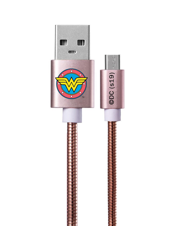 Kabel USB METAL Wonder Woman 002 do Micro-USB DC Rosegold