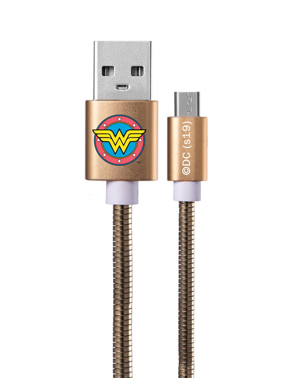 Kabel USB METAL Wonder Woman 002 do Micro-USB DC Złoty