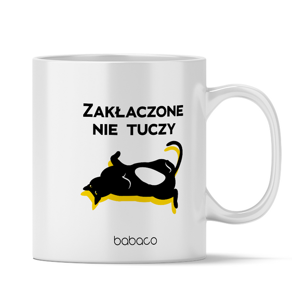 Kubek Koty 019 Zakłaczone nie tuczy Babaco Biały