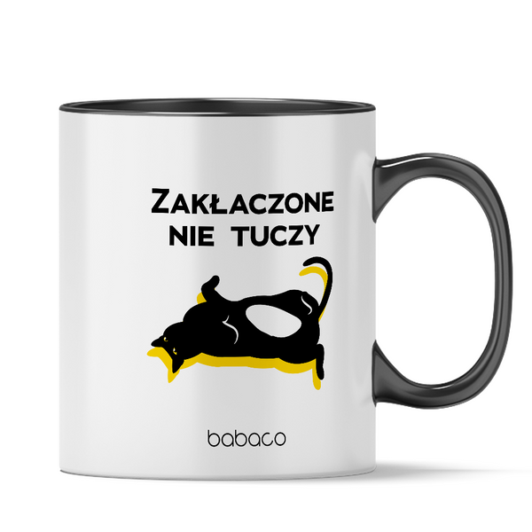 Kubek Koty 019 Zakłaczone nie tuczy Babaco Czarny