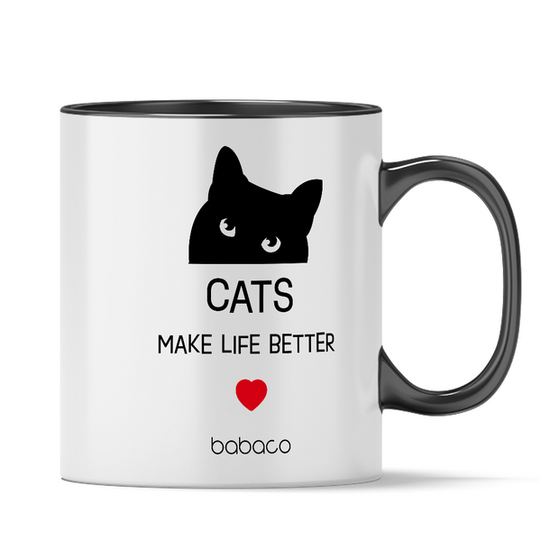 Kubek Koty 020 Cats make life better Babaco Czarny