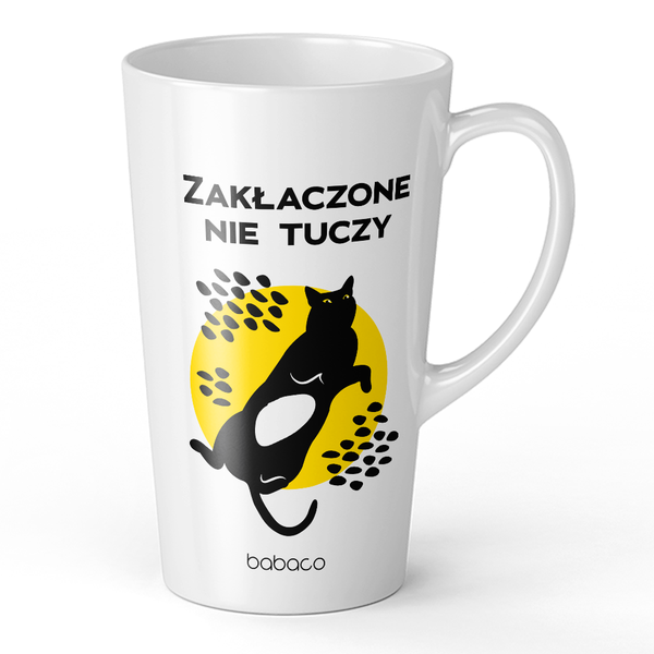 Kubek Latte Koty 019 Zakłaczone nie tuczy Babaco Biały