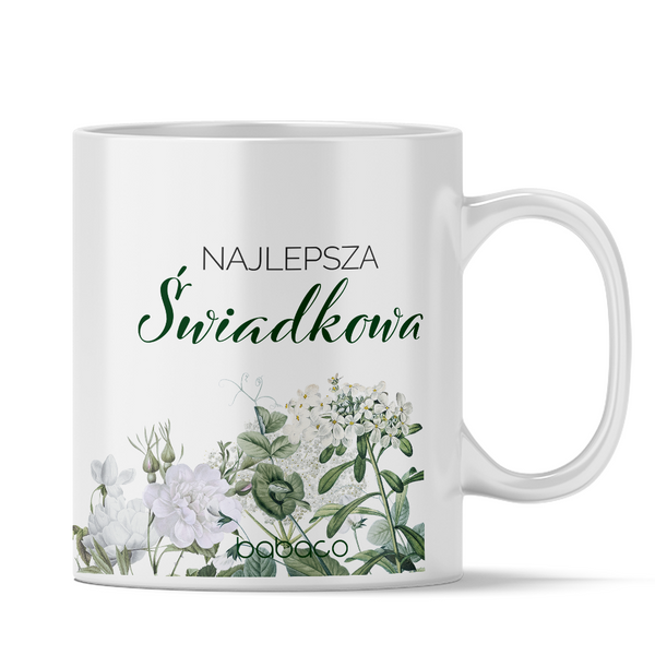 Kubek Najlepsza Świadkowa 005 Wedding Babaco Biały