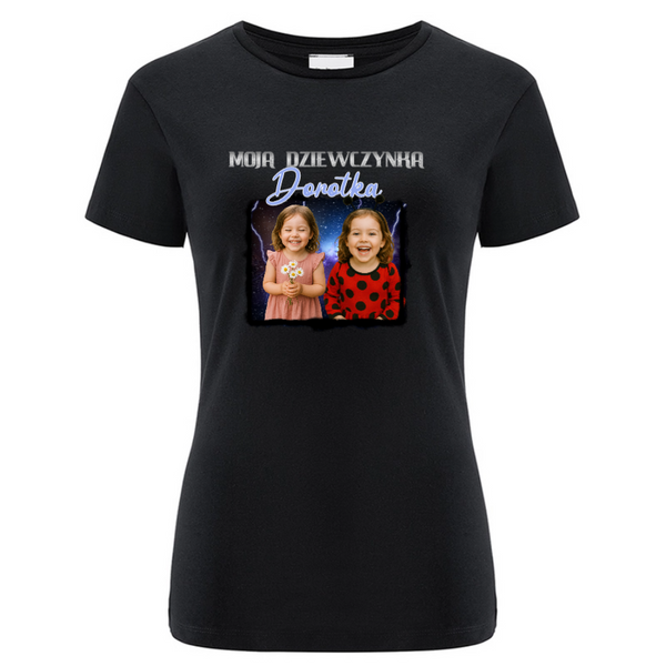 Koszulka personalizowana damska MOJA DZIEWCZYNKA Czarna L