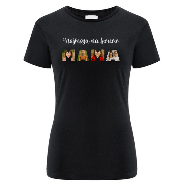 Koszulka personalizowana damska NAPIS MAMA Czarna S