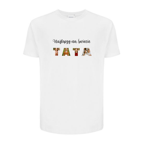 Koszulka personalizowana męska NAPIS TATA Biała XS