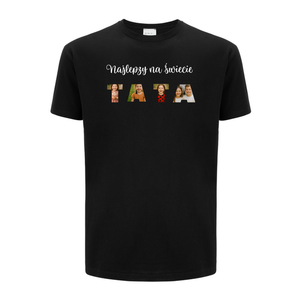 Koszulka personalizowana męska NAPIS TATA Czarna XS