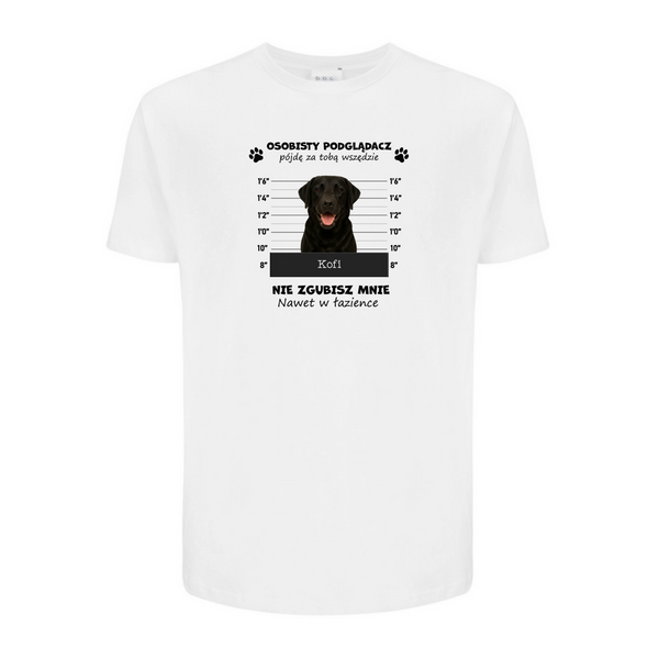 Koszulka personalizowana męska OSOBISTY PODGLĄDACZ Biała L