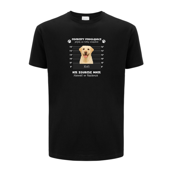 Koszulka personalizowana męska OSOBISTY PODGLĄDACZ Czarna L