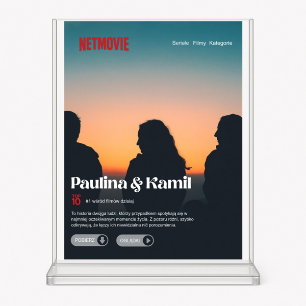 Obraz na szkle akrylowym motyw NETFLIX 15x20 cm z podstawką