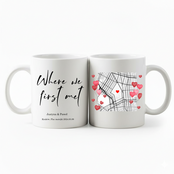 Kubek personalizowany PIERWSZE SPOTKANIE Biały klasyczny