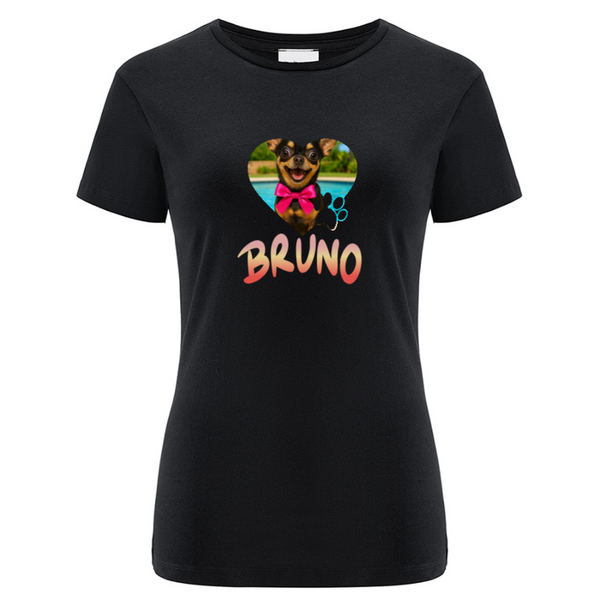 Koszulka personalizowana damska ZDJĘCIE PSA Z GRADIENTEM Czarna M