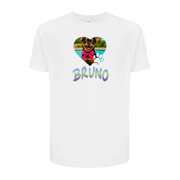 Koszulka personalizowana męska ZDJĘCIE PSA Z GRADIENTEM Biała 3XL