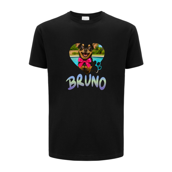 Koszulka personalizowana męska ZDJĘCIE PSA Z GRADIENTEM Czarna XS