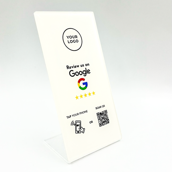 Stojak NFC do opinii Google, Logo Firmy, Kod QR, Personalizowany